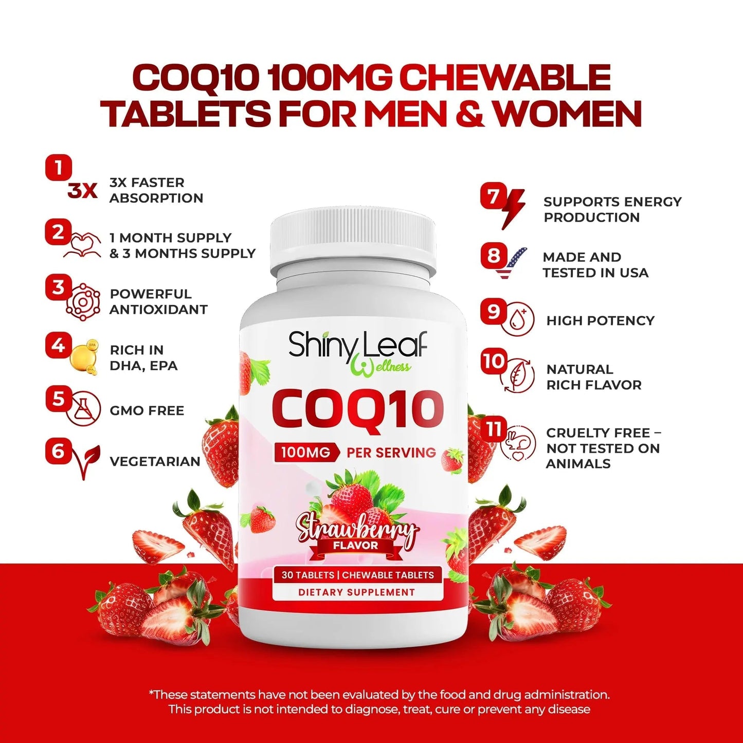 Bariatric Multivitamin with Iron One Capsule Per Day and CoQ10 100mg Supplement for Brain Health and Energy Management Shiny Leaf