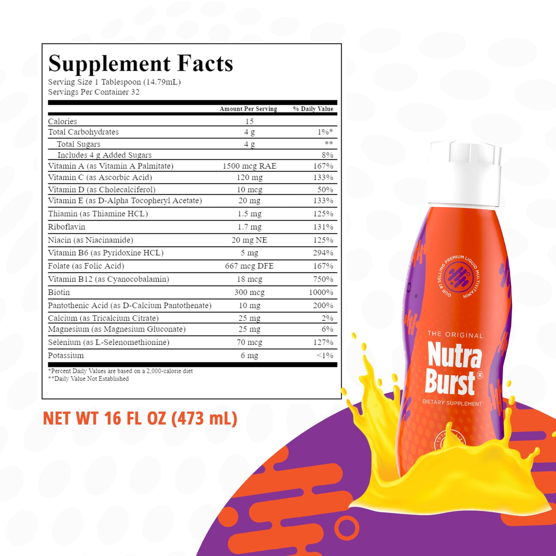 NutraBurst - Liquid Multivitamin, Daily Nutritional Support, Packed with Essential Vitamins and Minerals, 16 fl. oz NUTRA BURSTBuy Supplements Australia