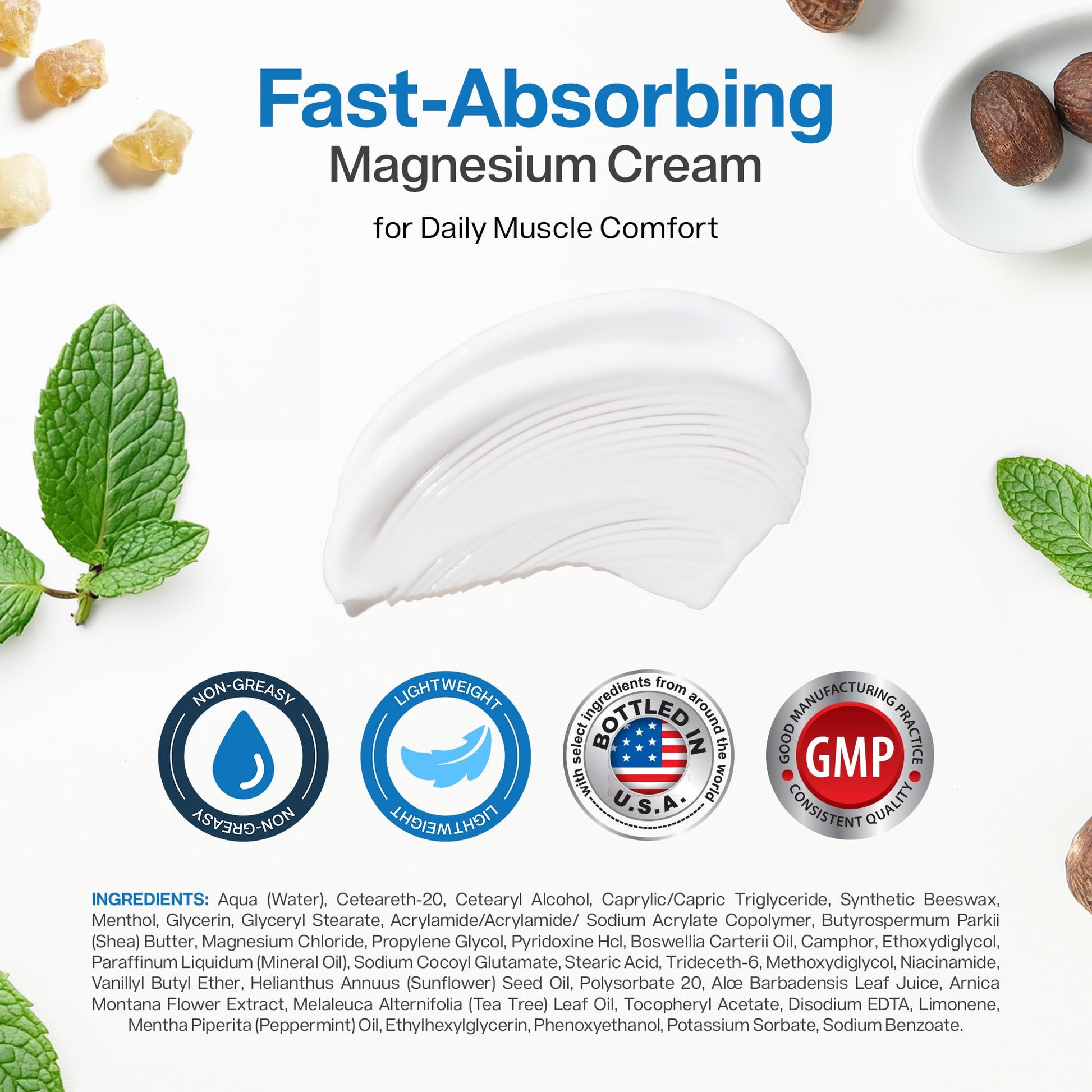 Magnesium Freeze - Topical Magnesium Cream with Niacinamide for Joints, Low Back, Sciatic Nerve, Knee, Hip, & Foot - Fast Acting Cooling Formula - Lightweight, Non-Greasy - 4oz OsteoShieldBuy Supplements Australia