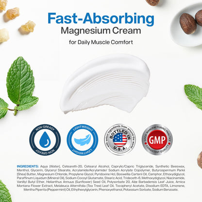 Magnesium Freeze - Topical Magnesium Cream with Niacinamide for Joints, Low Back, Sciatic Nerve, Knee, Hip, & Foot - Fast Acting Cooling Formula - Lightweight, Non-Greasy - 4oz OsteoShieldBuy Supplements Australia