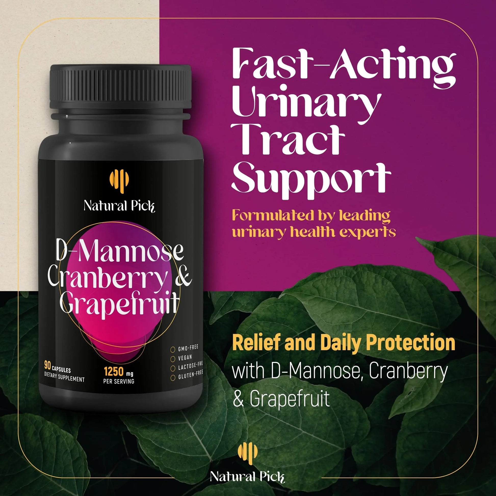 Natural Pick D-Mannose - Cranberry & Grapefruit – Cranberry Pills, UTI Treatment and Fast Relief for Women | Urinary Tract & Bladder Support. 90 Vegan Capsules, D mannose Supplements for Women Natural PickBuy Supplements Australia