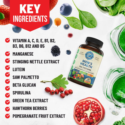 Whole World Wellness Mens Daily Multivitamin Multimineral Supplement for Energy, Focus, Stamina & Performance. Made for Men with 30+ Nutrients, Fruit & Energy Blend. Mens Vitamins, Made in The USA. WHOLE WORLD WELLNESSBuy Supplements Australia