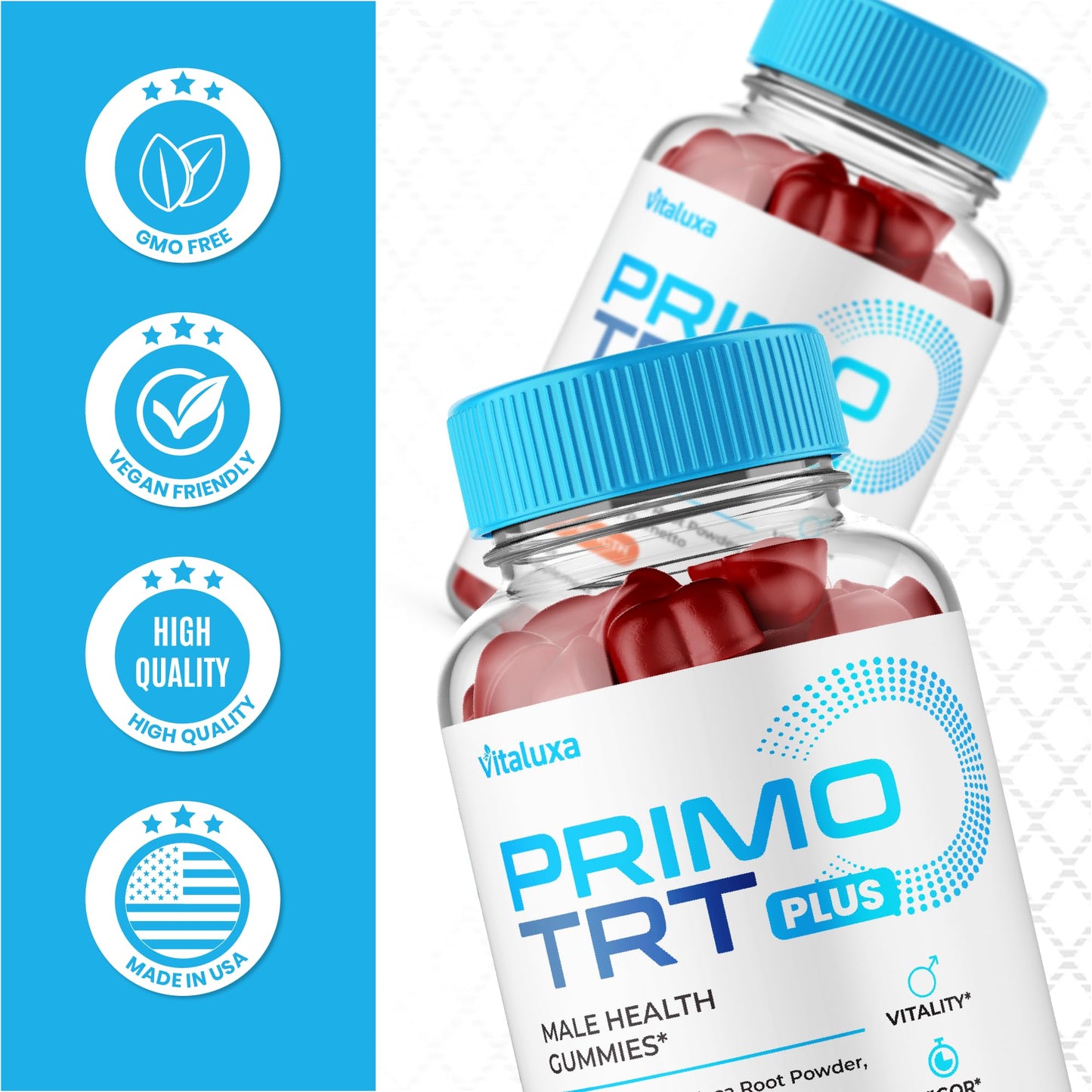 (2 Pack) Primo TRT Gummies, Primo TRT Advanced Performance Blend Supplement, PrimoTRT Try Prime Gomitas Maximum Strength for Males Support for Overall Health Wellness All Natural Ingredients (120 Ct) VitaluxaBuy Supplements Australia