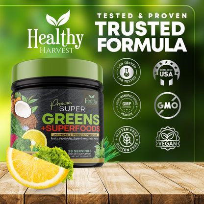 Greens Powder Superfood Supplement - Super Green Reds Smoothie Mix Blend with Spirulina Healthy Harvest NutritionBuy Supplements Australia