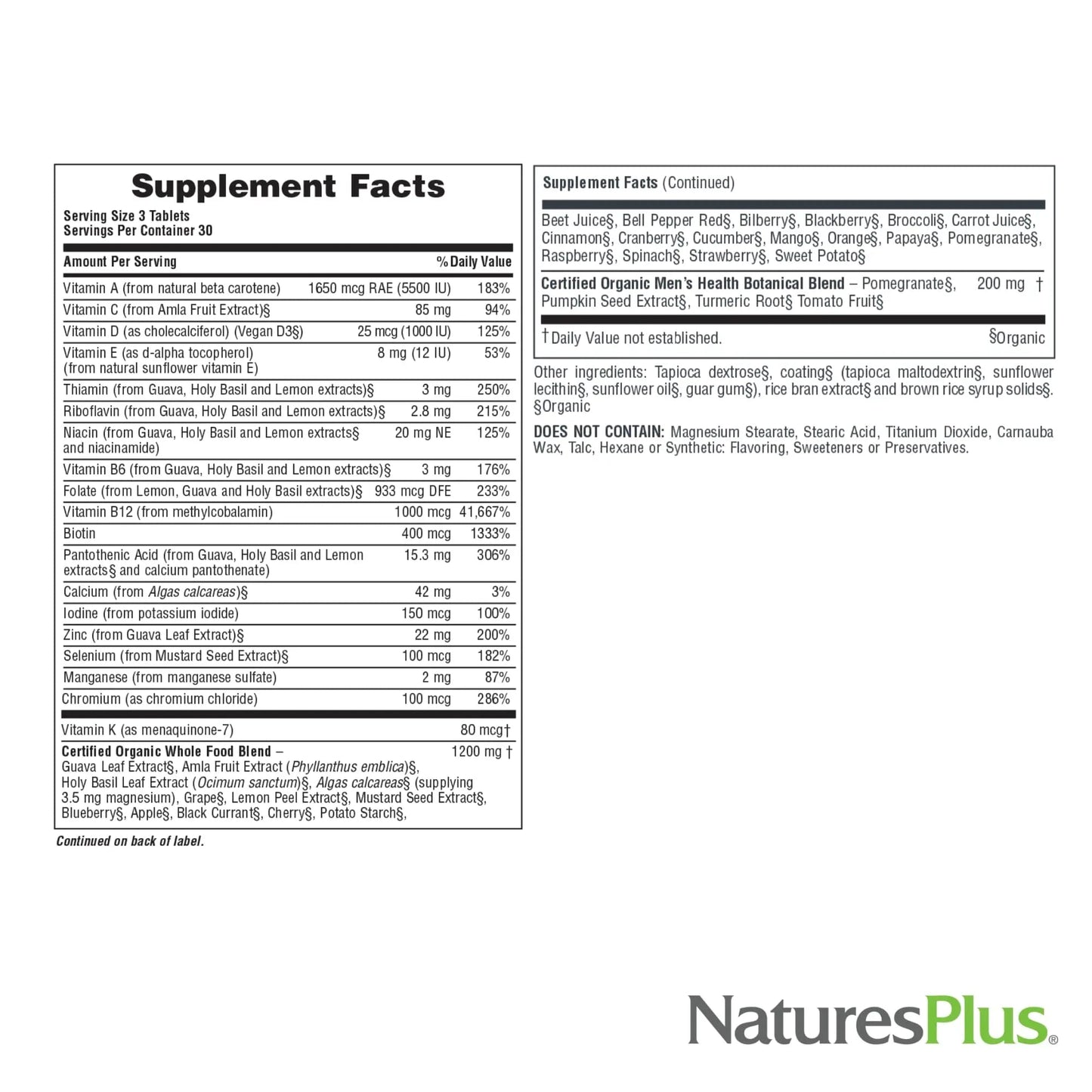 NaturesPlus Source of Life Garden Men’s Multivitamin - 90 Tablets - Supports Energy & Healthy Immune System Nature's Plus
