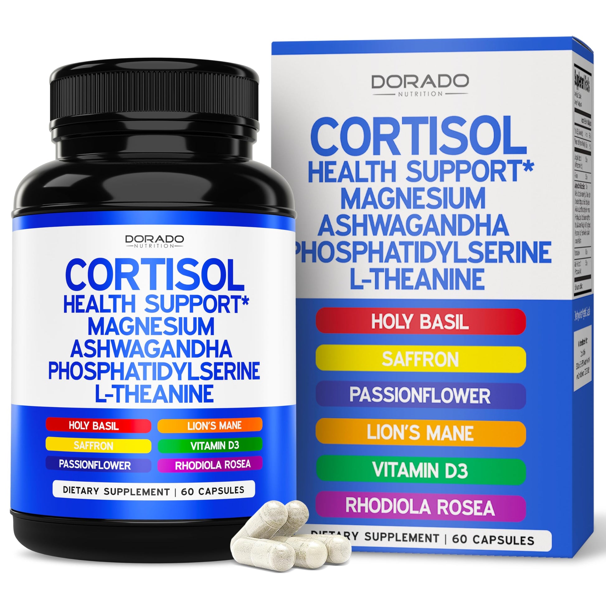 Cortisol Supplements for Women & Men with 14 in1 Blend (Magnesium, Ashwagandha, L Theanine & More) Healthy Cortisol Balance & Calm Mood Support - Third Party Tested, Non GMO, USA Made - 60 Count DORADO NUTRITIONBuy Supplements Australia