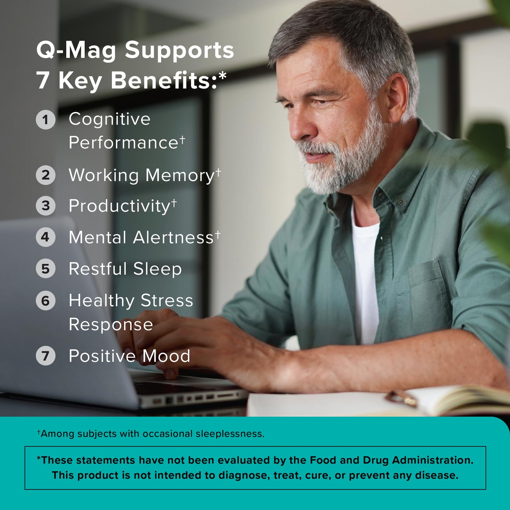 Qunol Q-Mag Magnesium L-Threonate Tablets, 2000mg of Magtein to Help Support Cognitive Performance, Improve Mental Alertness & Productivity, Supports Restful Sleep, High Absorption, 60 Count QunolBuy Supplements Australia