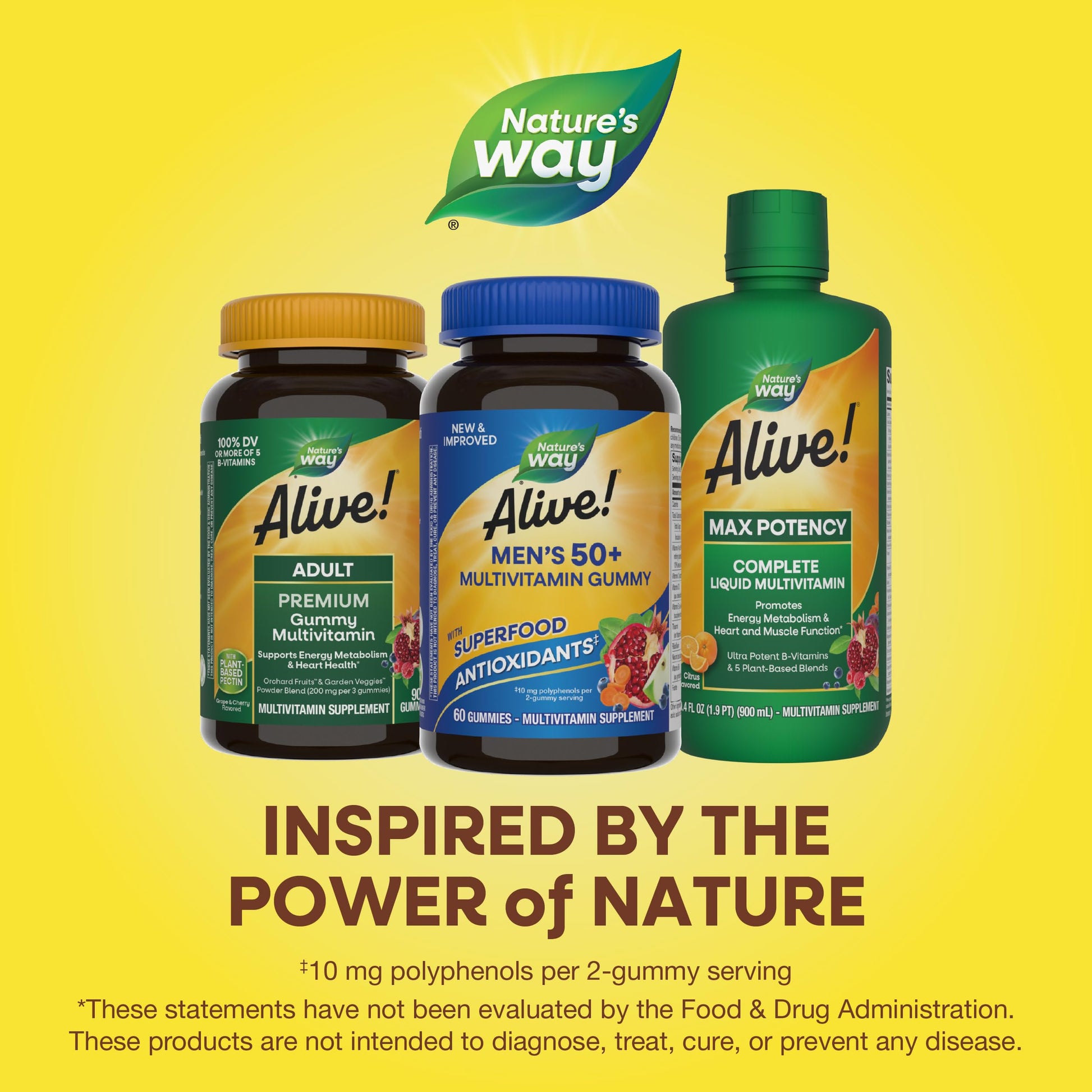 Nature's Way Alive! Men’s 50+ Daily Gummy Multivitamins, Supports Healthy Brain, Eyes, Heart*, B-Vitamins Nature's WayBuy Supplements Australia