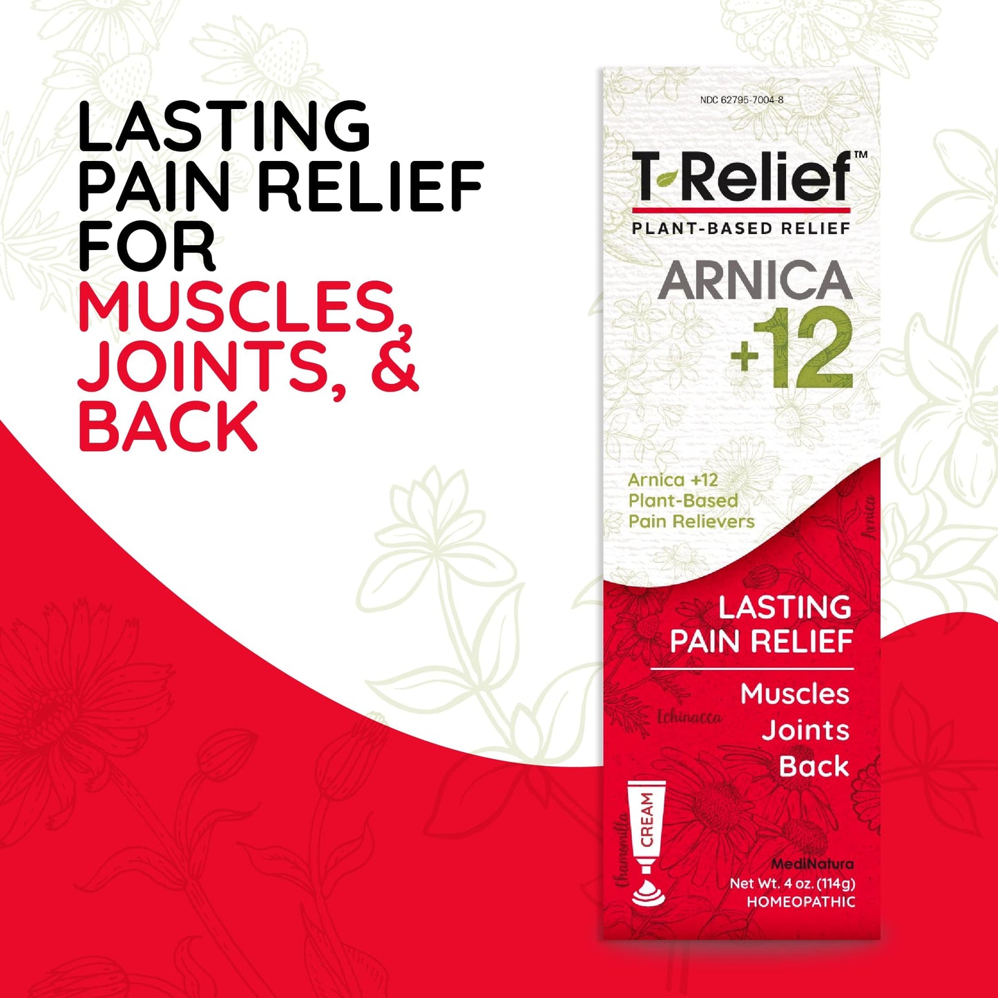 T-Relief Arnica +12 Cream Natural Actives for Back Pain Joint Soreness Muscle Aches & Stiffness, Whole Body Fast Acting Relief for Women & Men - 4 oz MediNaturaBuy Supplements Australia