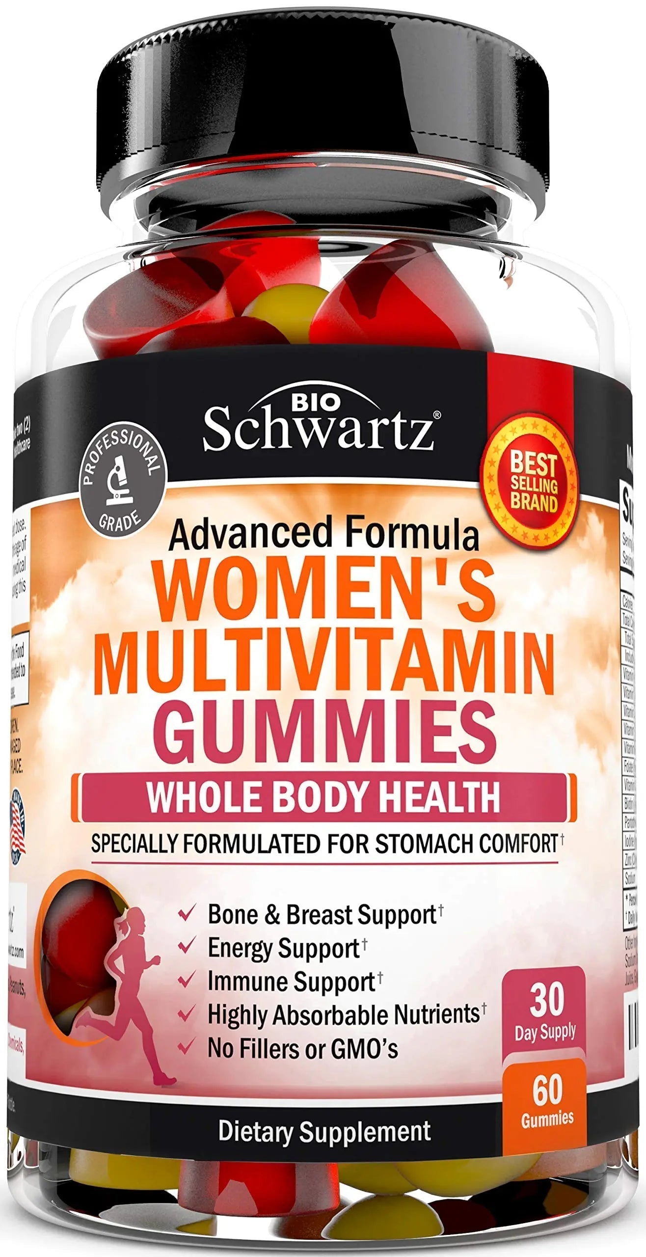 Women's Multivitamin Gummies with Vitamin A C B6 B12 D & E Vitamins for Immune Support - Gummy Multivitamin for Women BioSchwartz