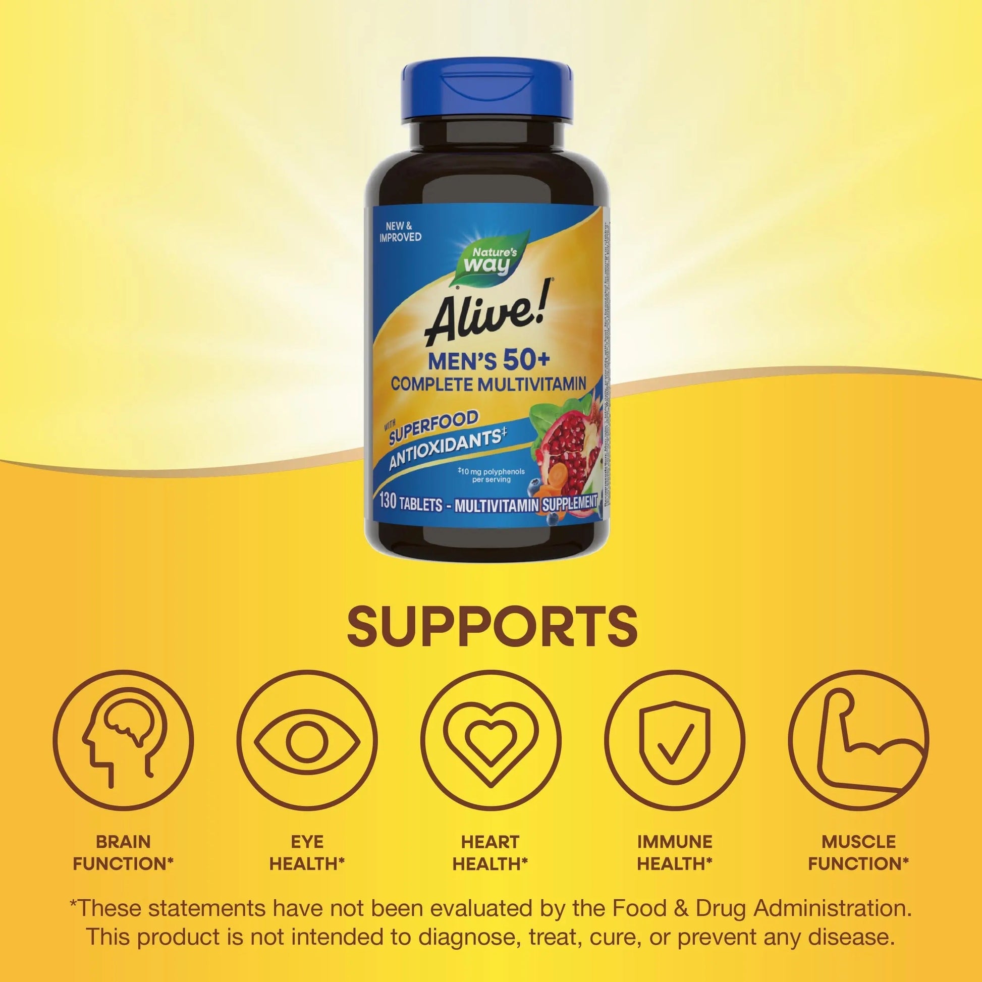 Nature’s Way Alive! Men’s 50+ Complete Multivitamin, Supports Multiple Body Systems*, Supports Cellular Energy Nature's WayBuy Supplements Australia