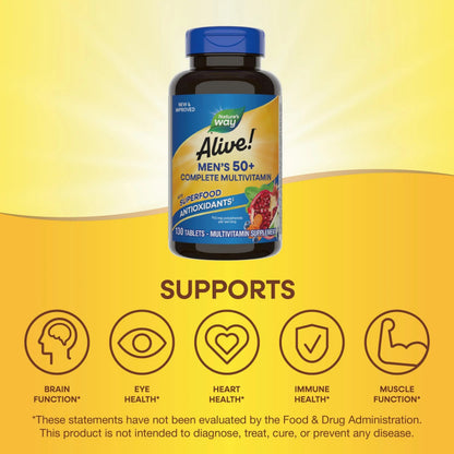 Nature’s Way Alive! Men’s 50+ Complete Multivitamin, Supports Multiple Body Systems*, Supports Cellular Energy Nature's WayBuy Supplements Australia