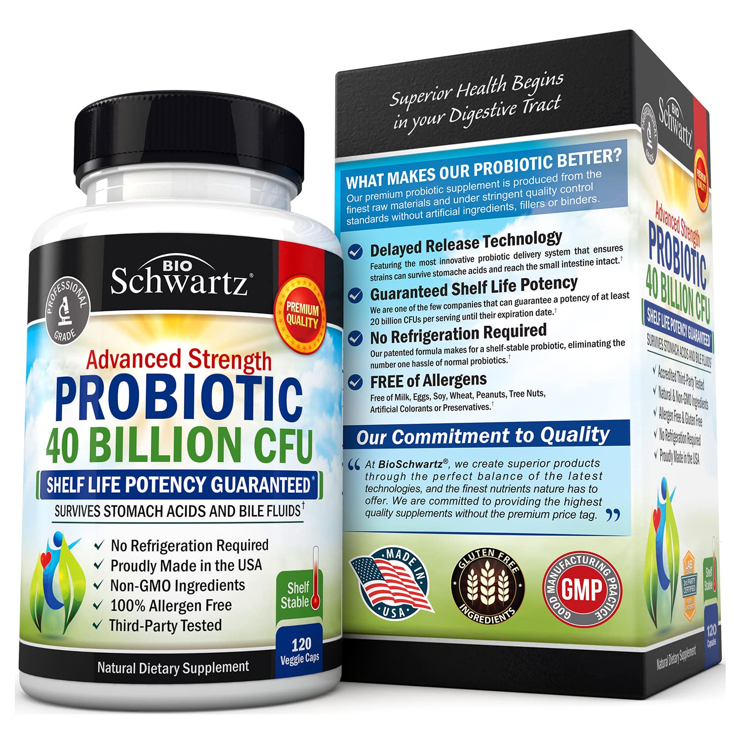 Daily Probiotic Supplement 40 Billion CFU - Gut Health Complex with Astragalus BioSchwartzBuy Supplements Australia