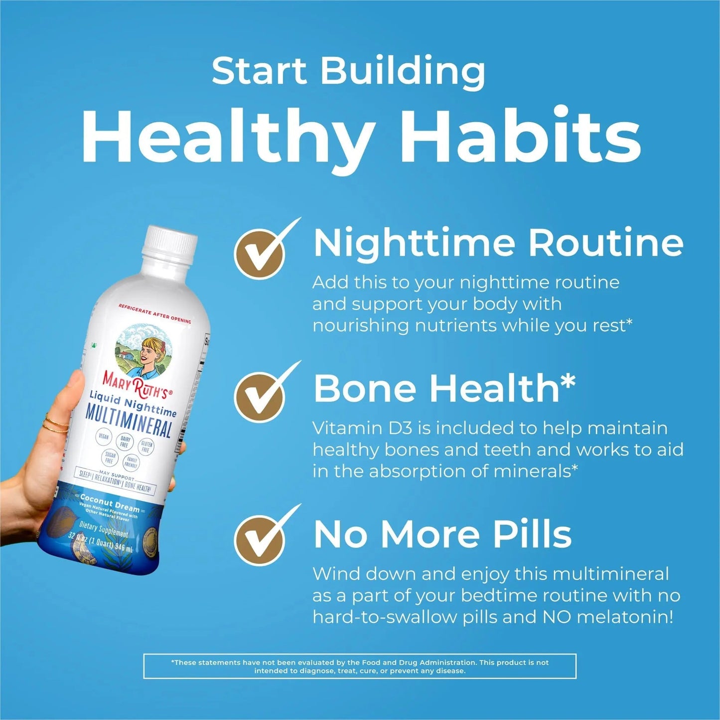MaryRuth's Multivitamin Gummies for Women (Strawberry) & Liquid Nighttime Multimineral (Coconut, 32oz) | Clean Label Project Verified MARYRUTH'SBuy Supplements Australia