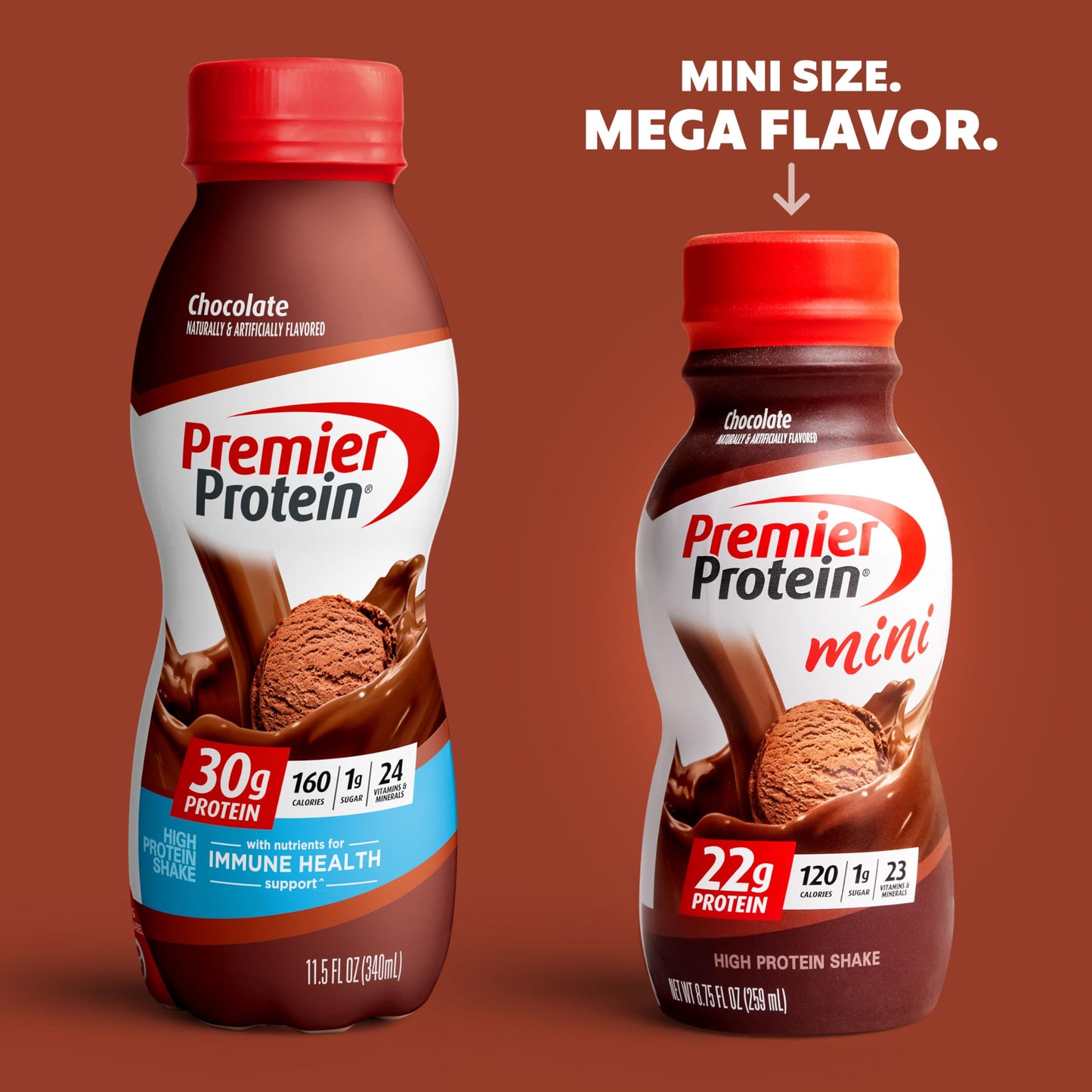 Premier Protein Shake MINIs, Chocolate, 22g Protein, 120 Calories, 1g Sugar, 8.75fl oz Premier ProteinBuy Supplements Australia