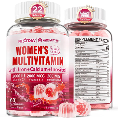 Methylated Multivitamin for Women Gummies, Calcium, D3 K2, Methylfolate & B12, Inositol, Daily Vitamin A, C, E, B Complex, Biotin, Iron NextdiaBuy Supplements Australia
