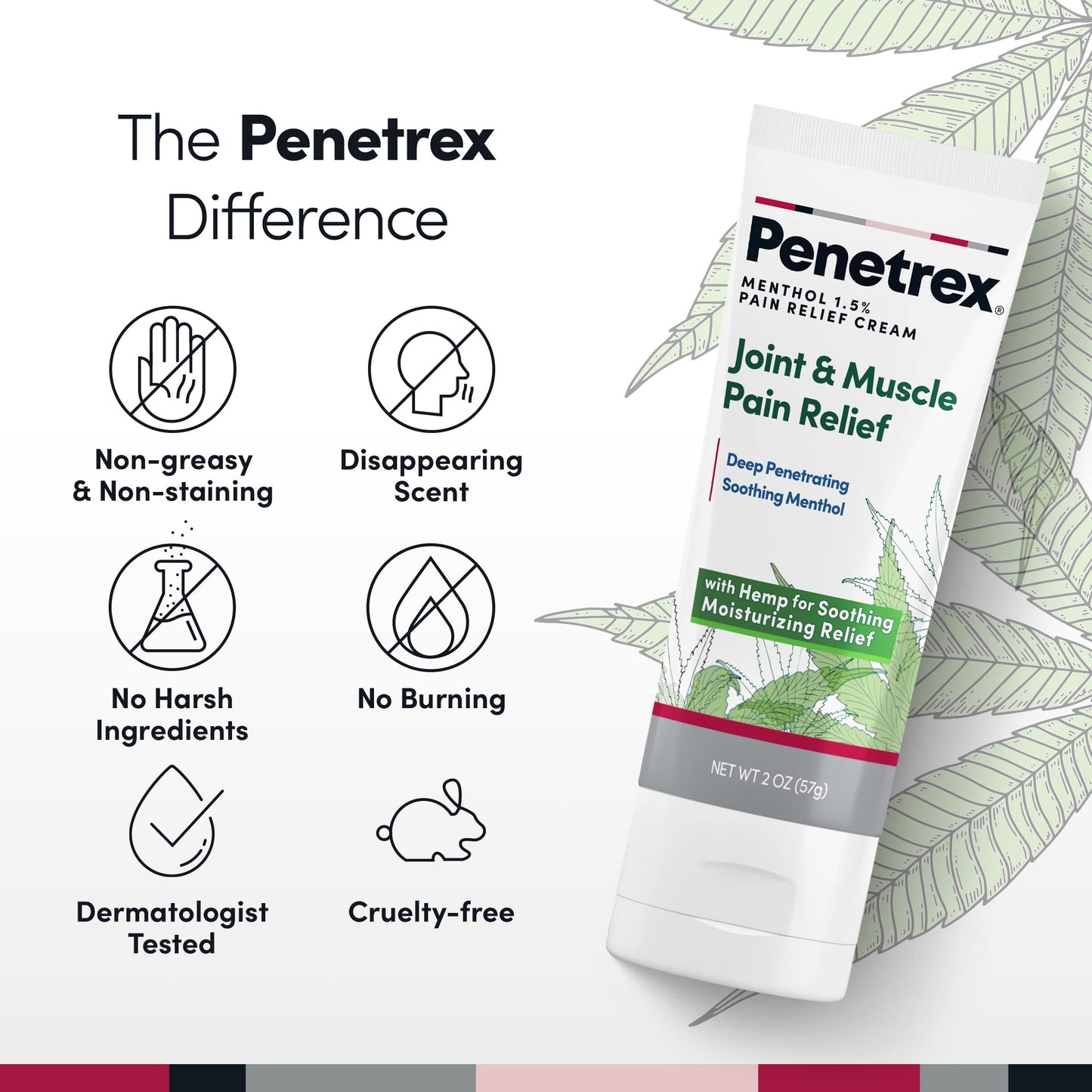 Penetrex Soothing Joint & Muscle Pain Relief Cream with Hemp - Deep Penetrating Menthol, Arnica and Hemp for Soothing, Hydrating Relief - Non-Greasy, Easy to Apply, Pleasant Scent- 2oz Squeezable Tube PenetrexBuy Supplements Australia