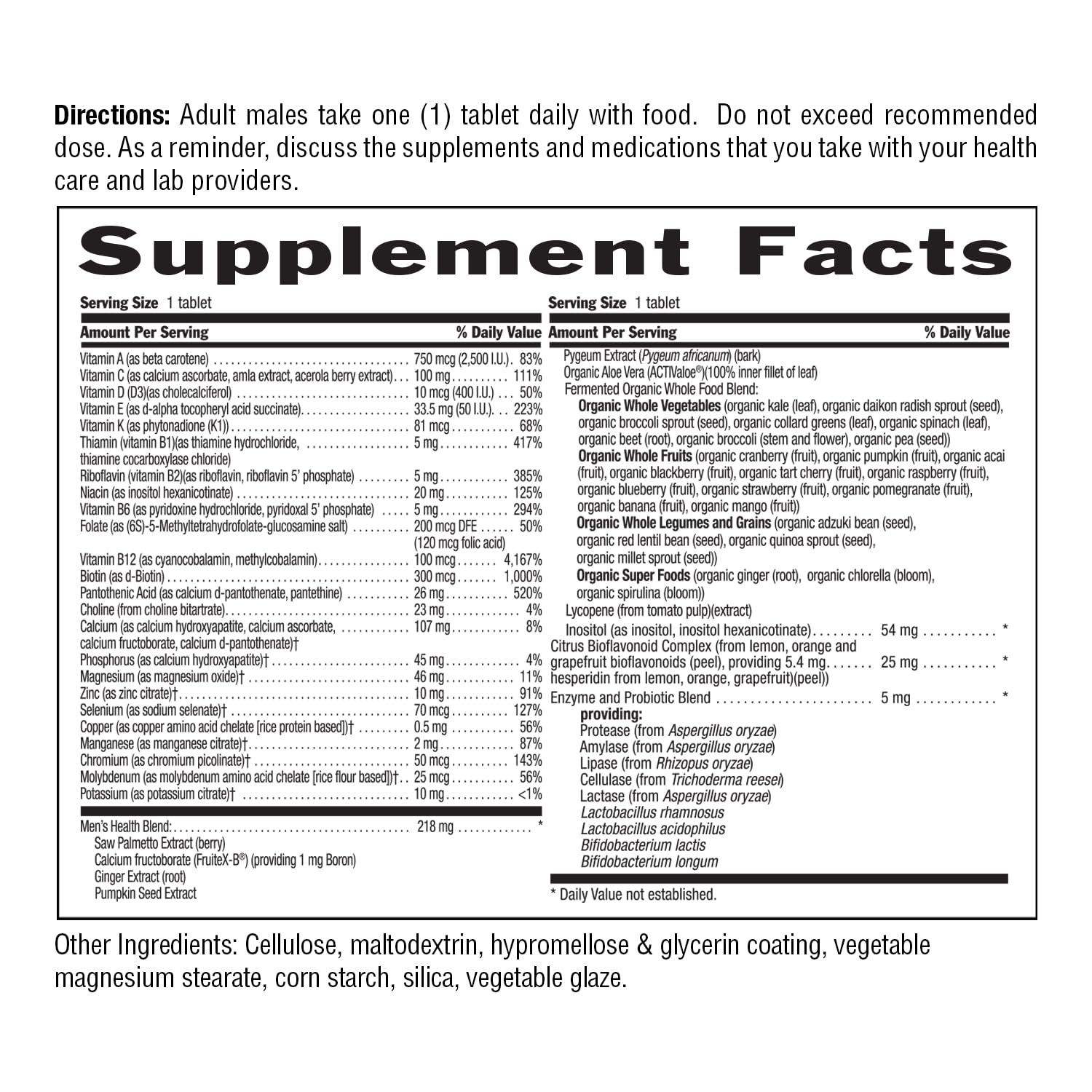 Country Life Core Daily-1 for Men - Multivitamin with Probiotics, Saw Palmetto, Pumpkin Seed Extract, and Coenzymated B Vitamins - Gluten-Free and Vegetarian - 60 Tablets Country LifeBuy Supplements Australia