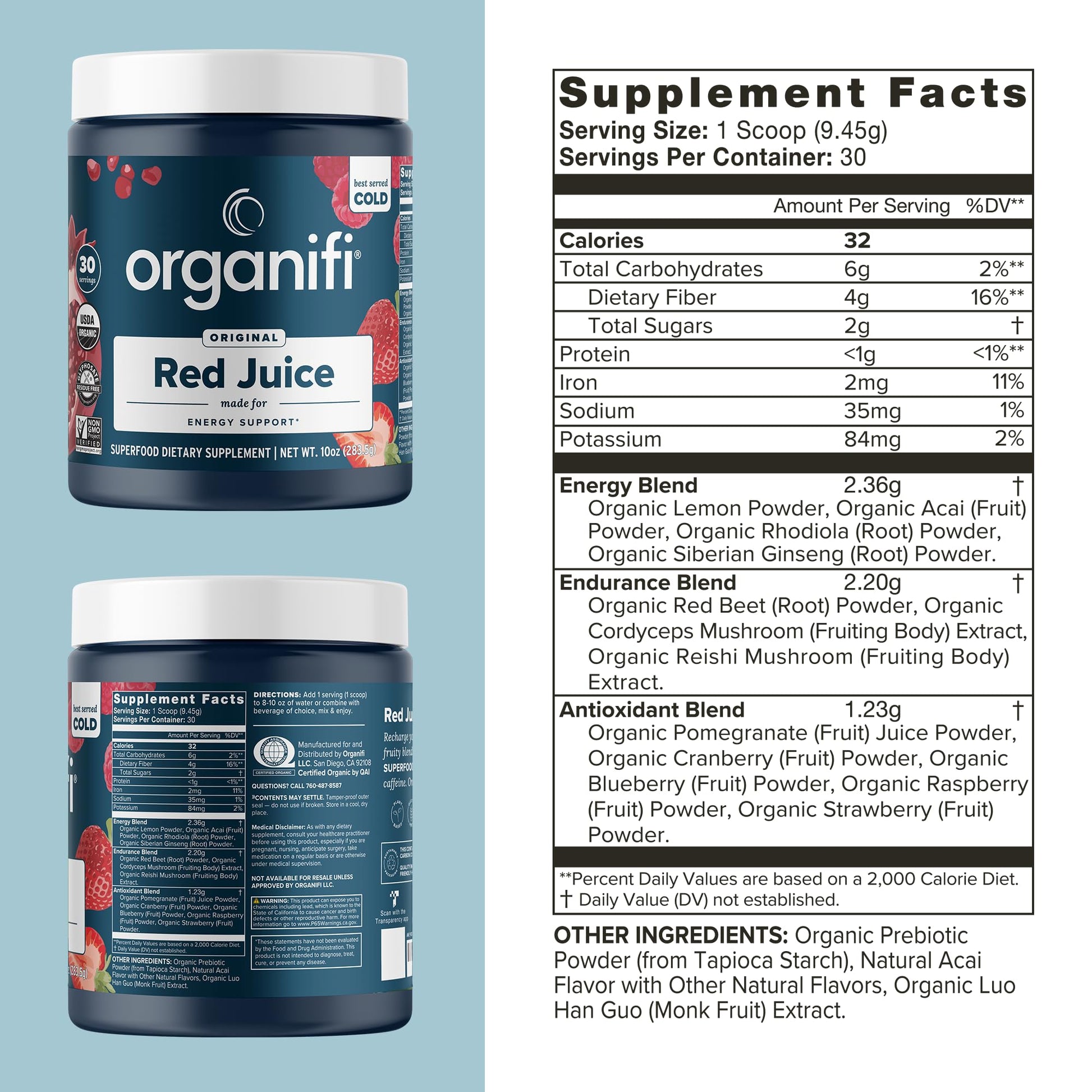 Organifi Red Juice - Natural Superfood Energy Boost - High in Antioxidants - Sweet-Berry OrganifiBuy Supplements Australia