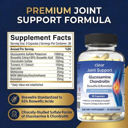 Glucosamine Chondroitin MSM with Turmeric & Boswellia 540 Capsules | 8-in-1 Joint Support Supplement for Flexibility & Mobility | Joint Supplement for Men & Women – Supports Back, Knees, Hips & Joints Clear ProbioticsBuy Supplements Australia
