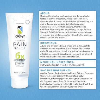 Kalaya Pain Relief Cream with Arnica for Muscles and Joints – 6 Natural Active Ingredients with Long Lasting and Fast Acting Relief in 3 Minutes - Dermatologist Tested to Soothe Tension - 4.2 oz Kalaya NaturalsBuy Supplements Australia