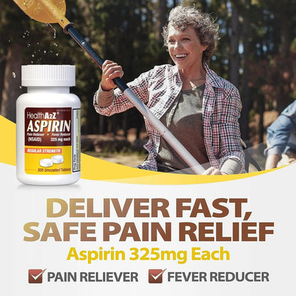 HealthA2Z® Aspirin 325mg | Uncoated Tablets |Original Strength | Pain Reliver | Fever Reducer | Compare to Bayer® Active Ingredients… (300 Counts) HealthA2ZBuy Supplements Australia