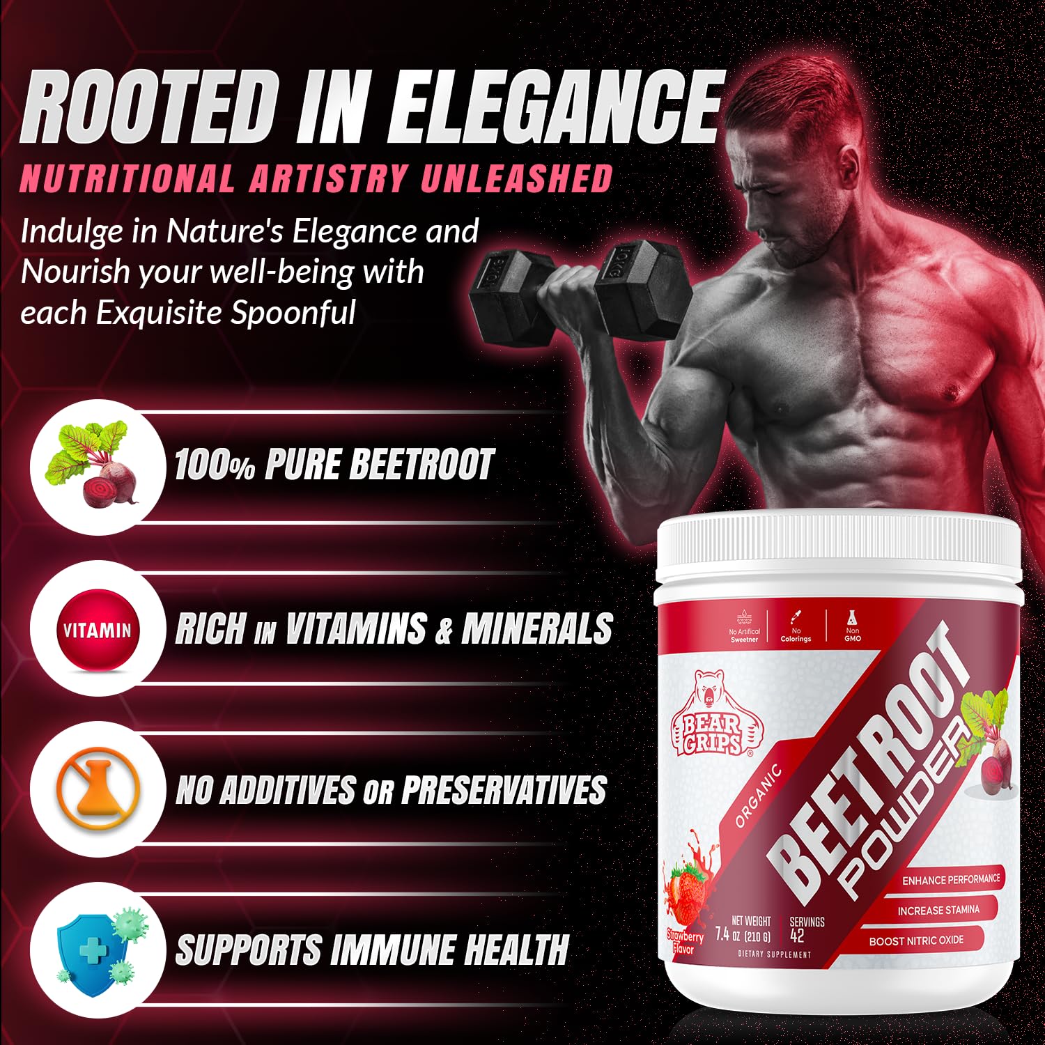 Organic Beet Root Powder - Nitric Oxide Supplement Super Food Beets Supplements Bear GripsBuy Supplements Australia