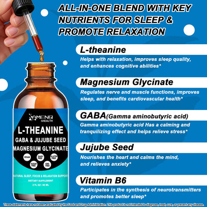 L Theanine Liquid Drops - Double Strength L-Theanine 200mg for Adults & Kids, Fast Absorption Gaba L-Theanine Supplements w. Magnesium & Jujube Seed for Nerve & Sleep, Relaxation & Mood Support丨Vegan AMENQ hHEALTHBuy Supplements Australia