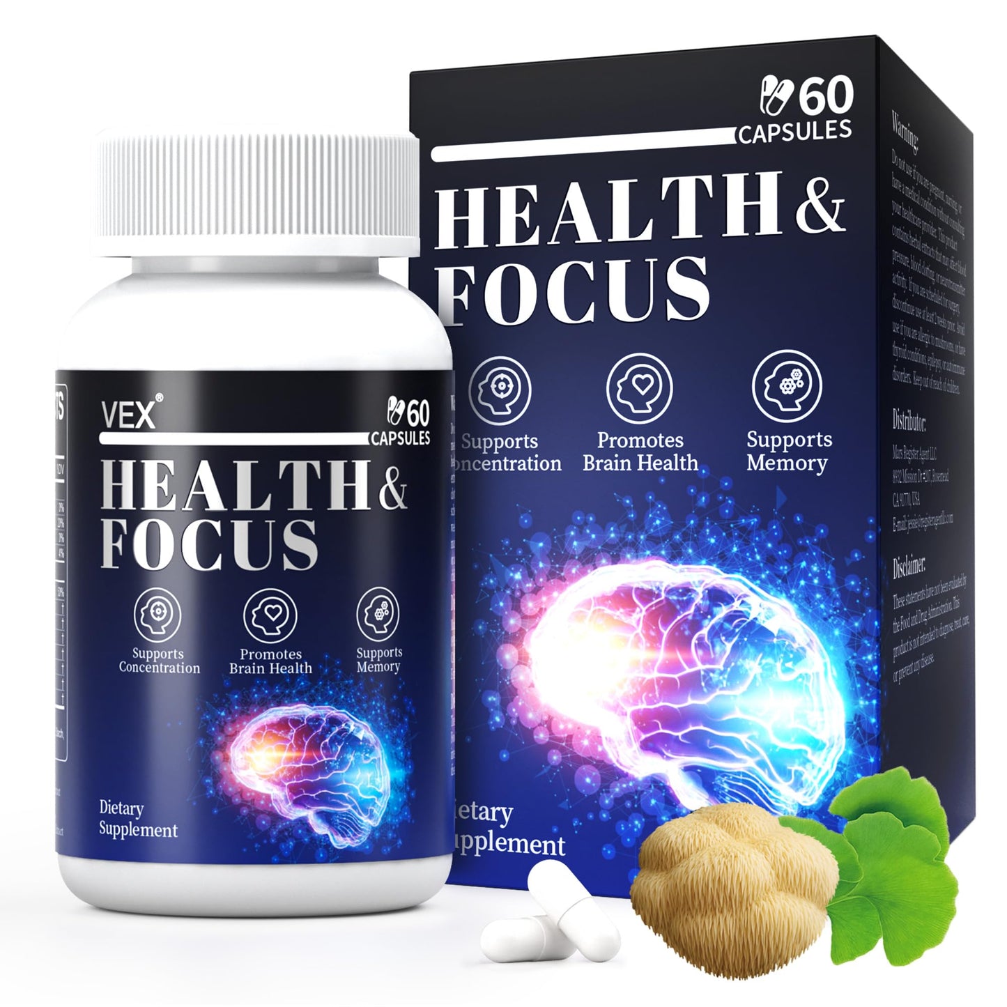 VEX Supplement – Memory & Clarity Support with Folic Acid, Vitamin B, Acetylcysteine, Bacopa Monnieri, Lion’s Mane, Ginkgo Biloba & Black Pepper – Cognitive, 60 Capsules VEXBuy Supplements Australia