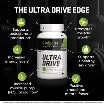 Epoch Nutrition | Ultra Drive – Advanced Performance Formula | Supports Energy, Endurance, and Healthy Circulation | with Tongkat Ali, Icariin & Nitric Oxide Support Epoch Nutrition SciencesBuy Supplements Australia
