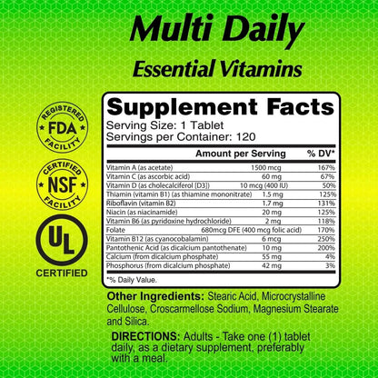 ALFA VITAMINS Multi Daily Vitamins Essential Vitamins to Support The Immune System and Promote a Healthy Lifestyle - 120 Tablets ALFA VITAMINSBuy Supplements Australia