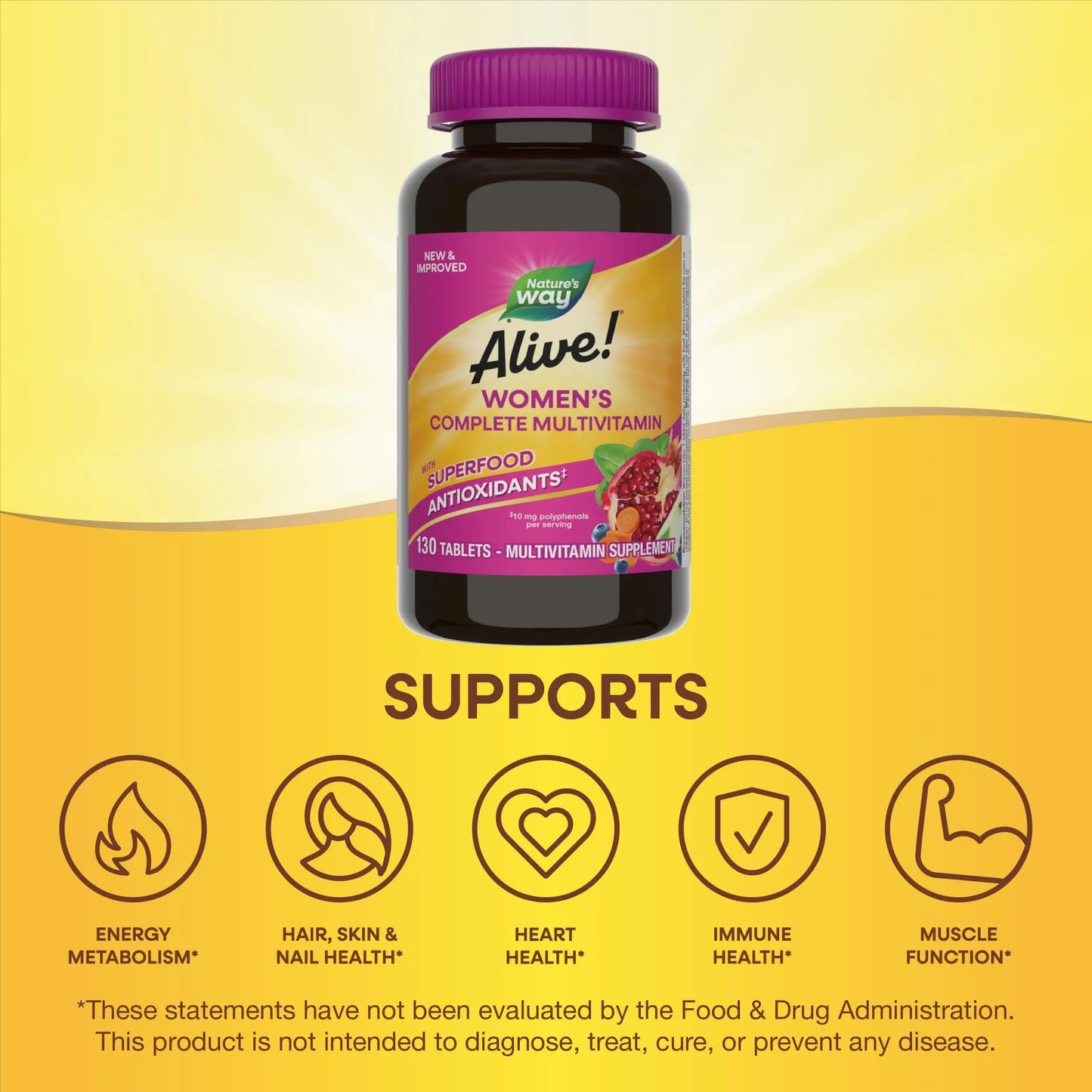 Nature's Way Alive! Daily Complete Multivitamin for Women, Supports Energy Metabolism, Hair, Skin & Nails*, B-Vitamins, Superfood Antioxidants Nature's WayBuy Supplements Australia