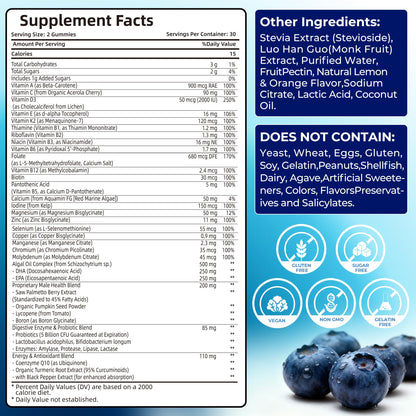 Mens Multivitamin Gummies for Men Daily - Zero Sugar Adult Gummy Vitamins with Saw Palmetto, Omega 3 DHA EPA, Probiotics 5B CFU, CoQ10, Turmeric Ginger for Prostate, Heart, Brain & Energy Support UtcilsBuy Supplements Australia