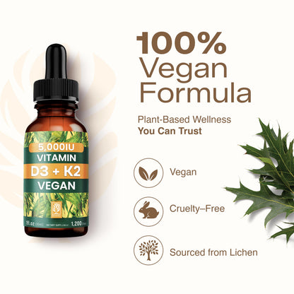 NATURTREU Vegan Vitamin D3 K2 Liquid Drops with MCT Oil for Adults (240 Servings) - Liquid Vitamin D K2 MK7 - All Natural, Non-GMO & Dr Formulated with 3X More Absorption - Third-Party Tested NATURTREUBuy Supplements Australia