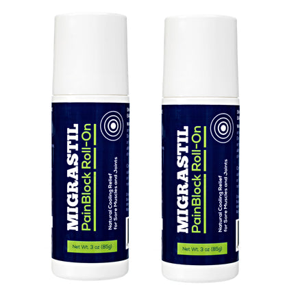 Migrastil PainBlock Roll-On 3 oz - Topical Roll-On for Muscle Aches, Cramps, Joint & Nerve Discomfort. Works Great on Shoulders, Neck, Feet, Knees, Legs, Back, Elbows, HIPS, Etc. (2) Basic VigorBuy Supplements Australia