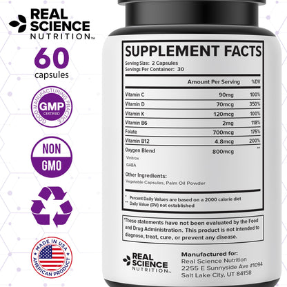 Real Science Oxygenate Miracle – Daily Lung & Circulation Support Supplement for Breathing Comfort and Energy – Supports Respiratory Function and Overall Wellness, 60 Caps Real Science NutritionBuy Supplements Australia