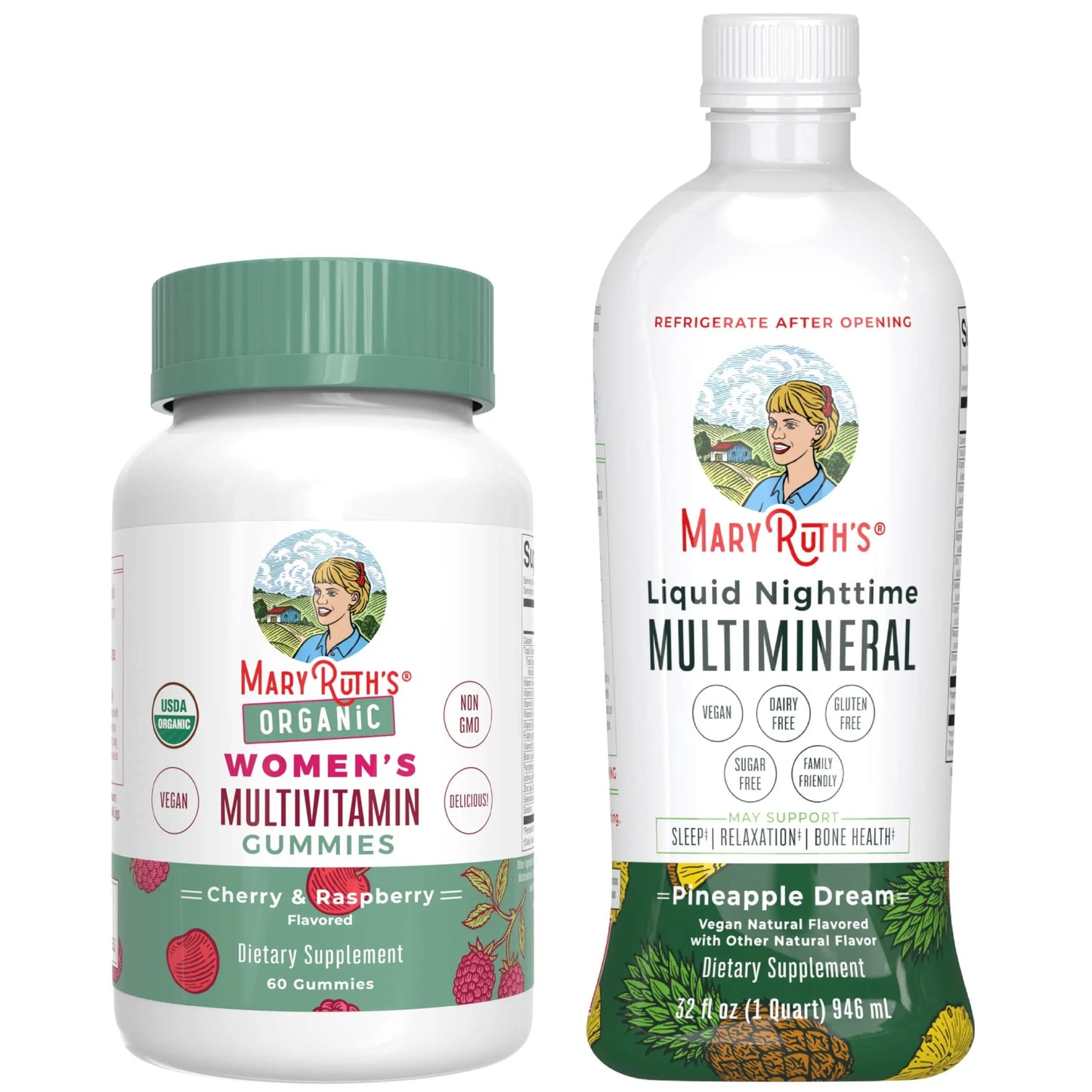 MaryRuth's Multivitamin Gummies for Women (Cherry & Raspberry) & Liquid Nighttime Multimineral (Pineapple) | Clean Label Project Verified MARYRUTH'SBuy Supplements Australia