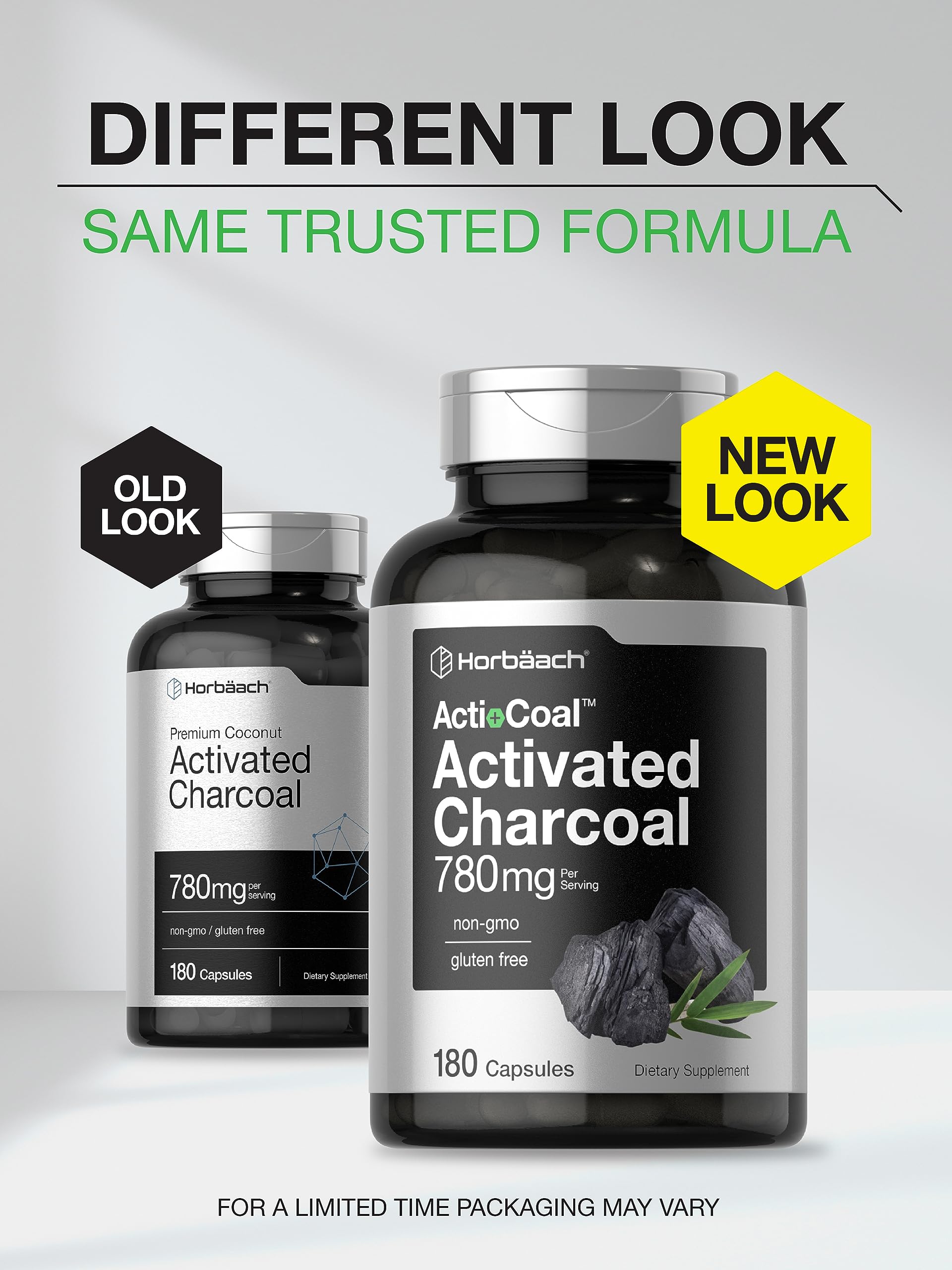 Charcoal Pills 780mg | 180 Capsules | Activated Charcoal from Coconut Shells | Non-GMO HorbäachBuy Supplements Australia