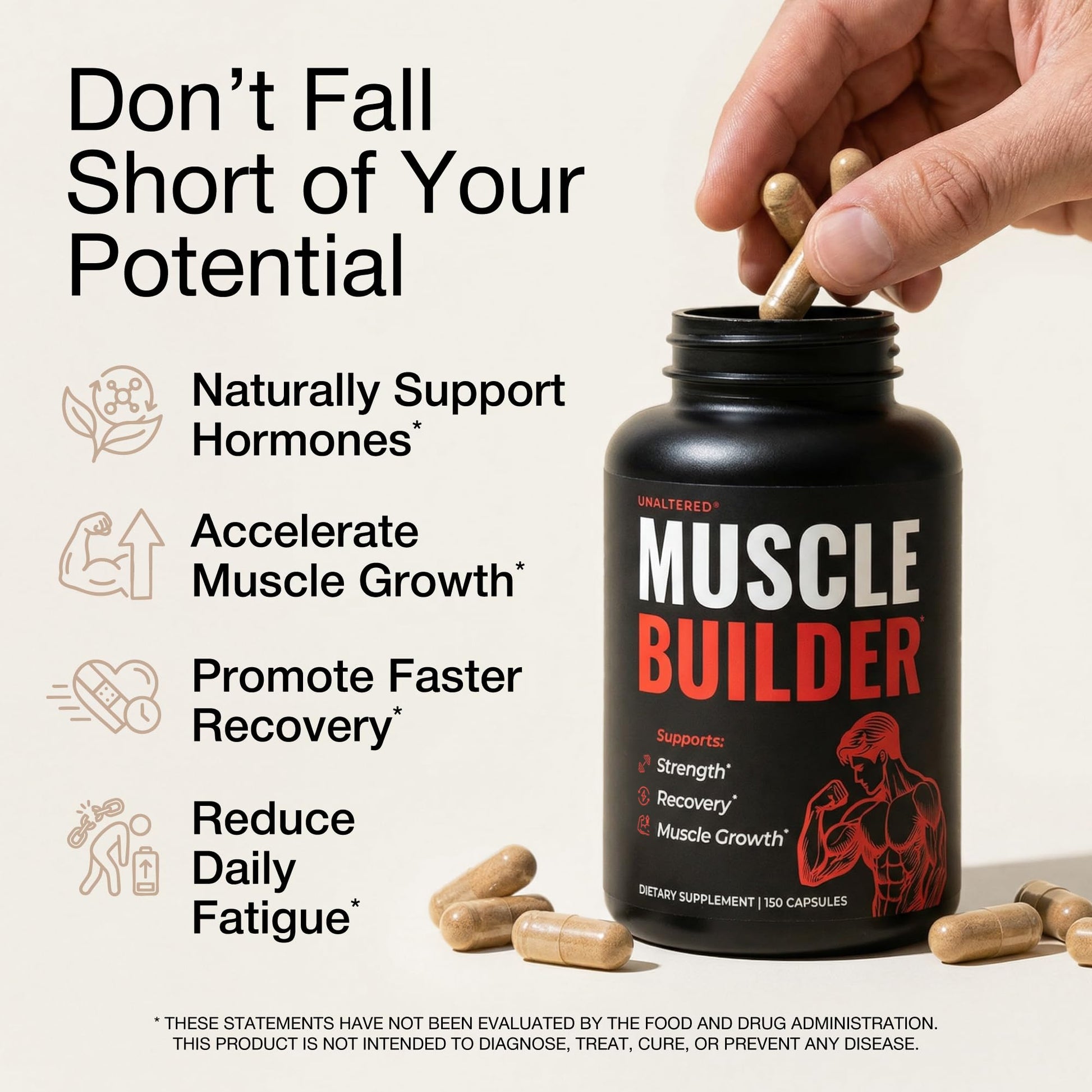 UNALTERED Anabolic Muscle Builder for Men - Growth, Size, Strength - Natural Muscle Building Supplement & Energy Booster - Tribulus Terrestris, Ginseng, Vitamin D3, Ashwagandha - 150 Capsules UNALTEREDBuy Supplements Australia