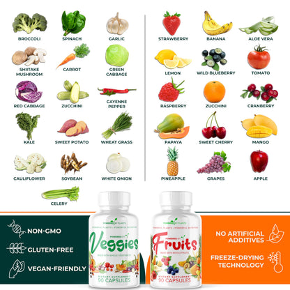 Daily Fruits and Veggies Supplement - 180 Capsules for 30 Days, Non GMO & Gluten Free Superfood with Natural Vitamins - Powered by Plants, 2-Pack POWERED X PLANTSBuy Supplements Australia