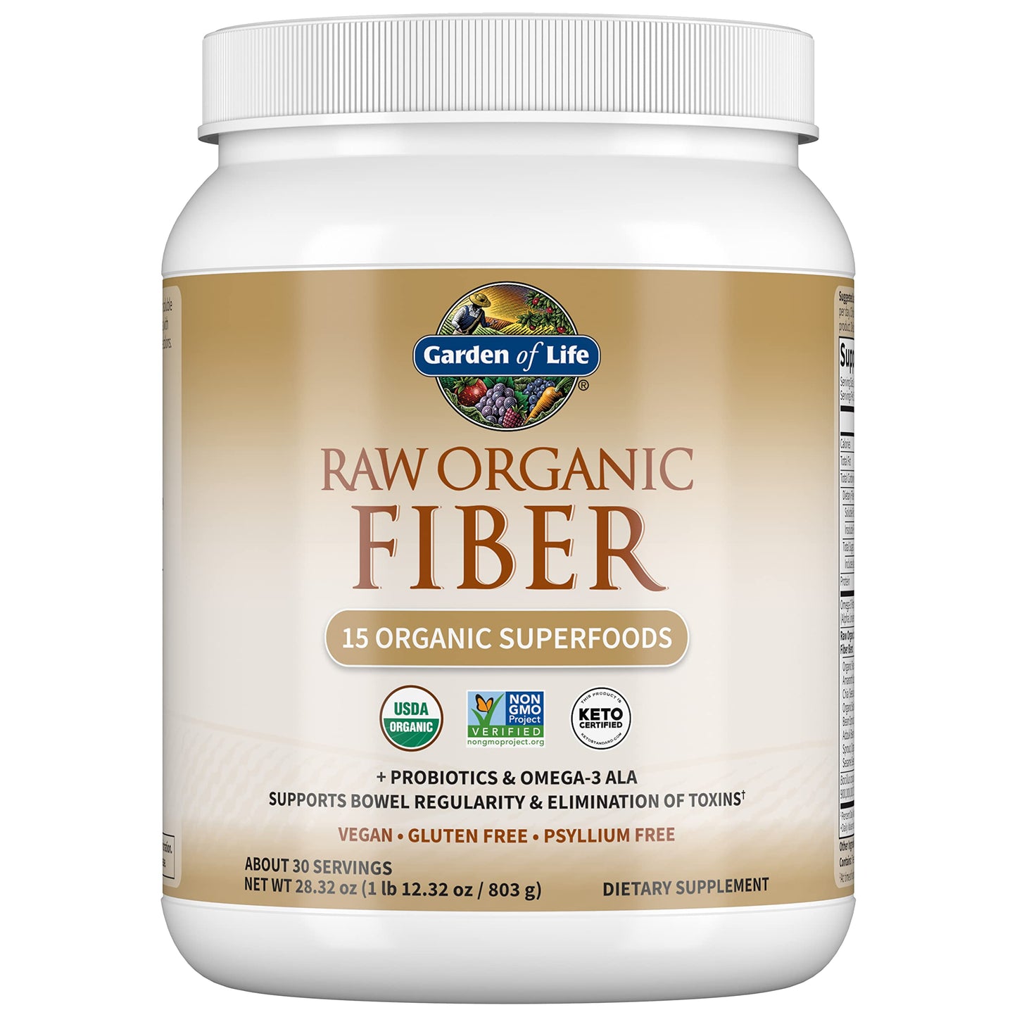 Garden Of Life Raw Organic Superfood Fiber for Constipation Relief, 1.77oz (803g) Powder