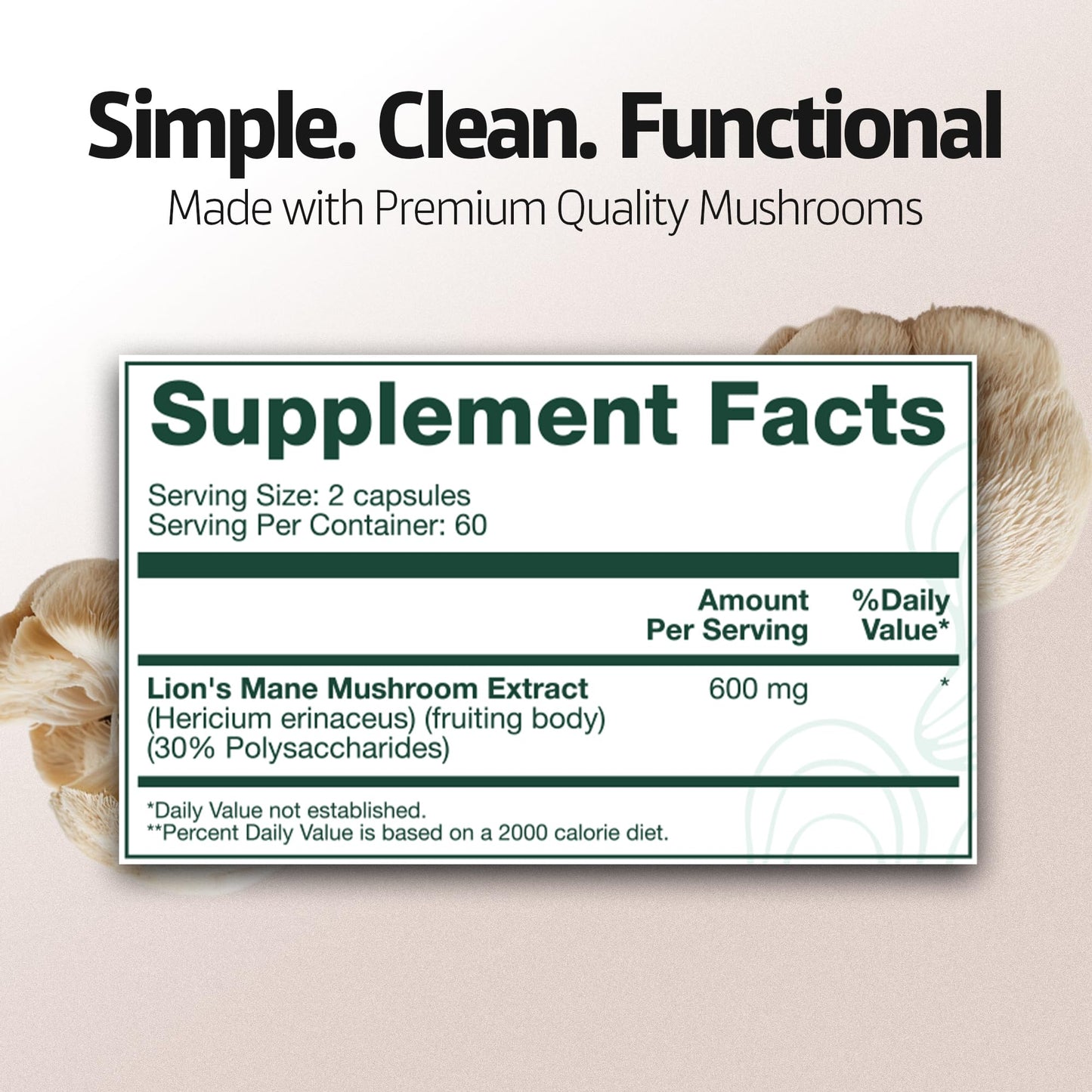 Energized Lions Mane Supplement Capsules (120ct),Brain Supplements for Memory and Focus, Nootropic for Brain Fog Relief Made in USA,30% Polysaccharides,Natural Brain Health Support Elevia WellnessBuy Supplements Australia
