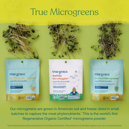 True Grace True Littles MicroVeggies - 0.4 oz - Kids Daily Superfood Powder for Immune Health - Gluten & Soy Free, Vegan, Regenerative Organic Certified - 30 Servings True GraceBuy Supplements Australia