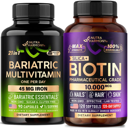 Bariatric Multivitamin Capsules & Biotin with Silicon Softgels NUTRAHARMONY