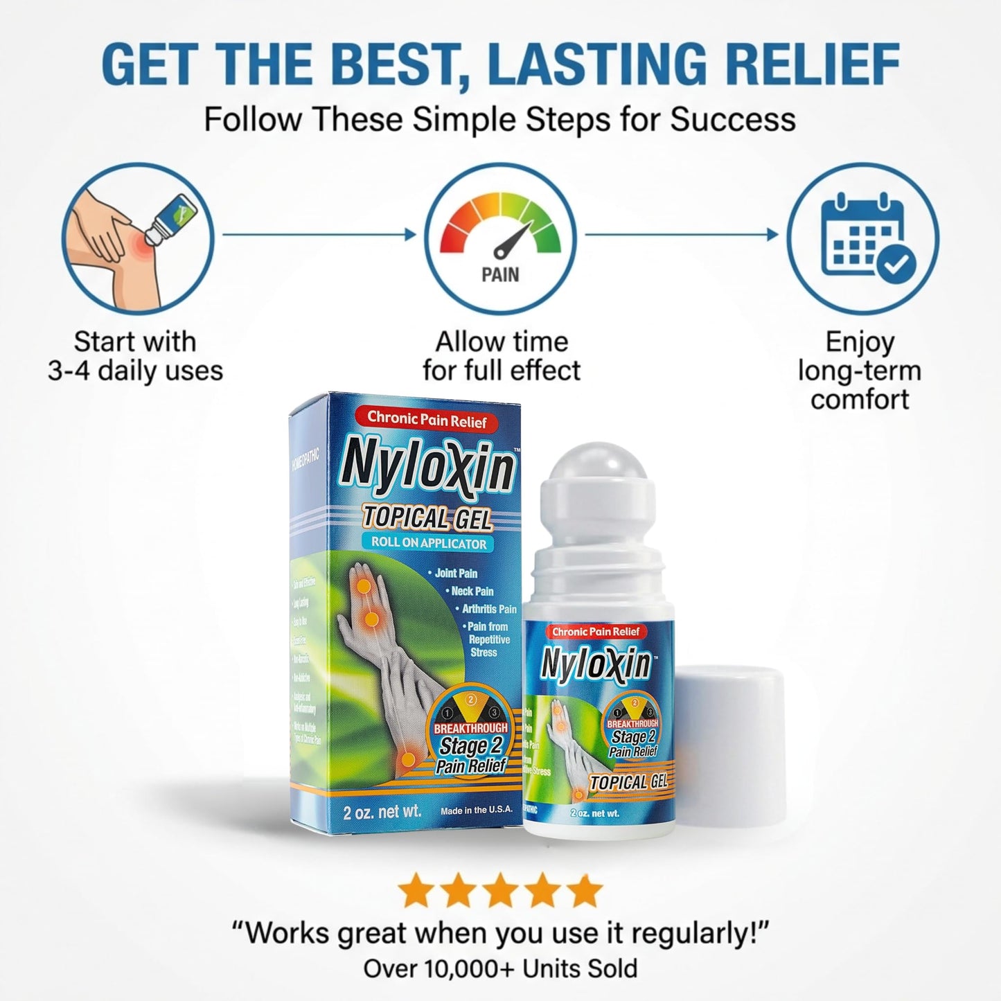 Nyloxin Extra Strength Roll-On Arthritis Pain Relief Gel, Back Pain Relief, Neuropathy Pain Relief, Nerve Pain Relief, Knee Pain Relief, Foot Pain Relief, Muscle Pain Relief, Joint Pain (2 oz) NyloxinBuy Supplements Australia