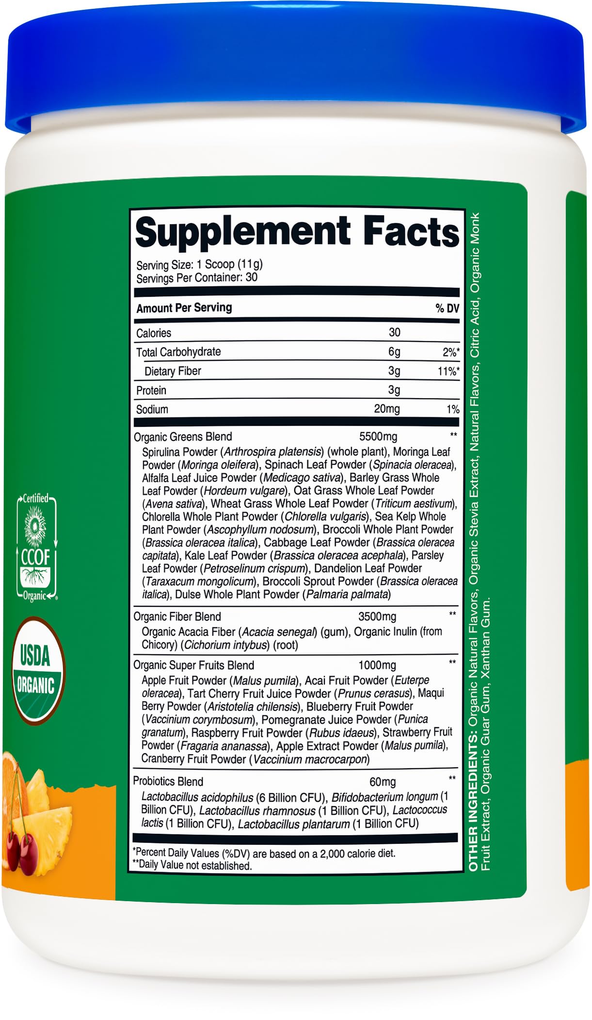 Nutricost Organic Super Greens Powder (30 Servings) Orange Sunrise Flavor - Superfood Supplement Drink Mix NutricostBuy Supplements Australia