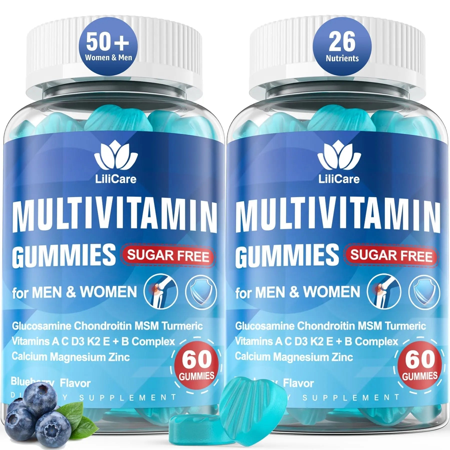 Methylated Multivitamin for Men/Women Gummies, Mens/Womens Multivitamin 50 Plus, with Glucosamine Chondroitin MSM Echinacea Sugar Free LILICAREBuy Supplements Australia