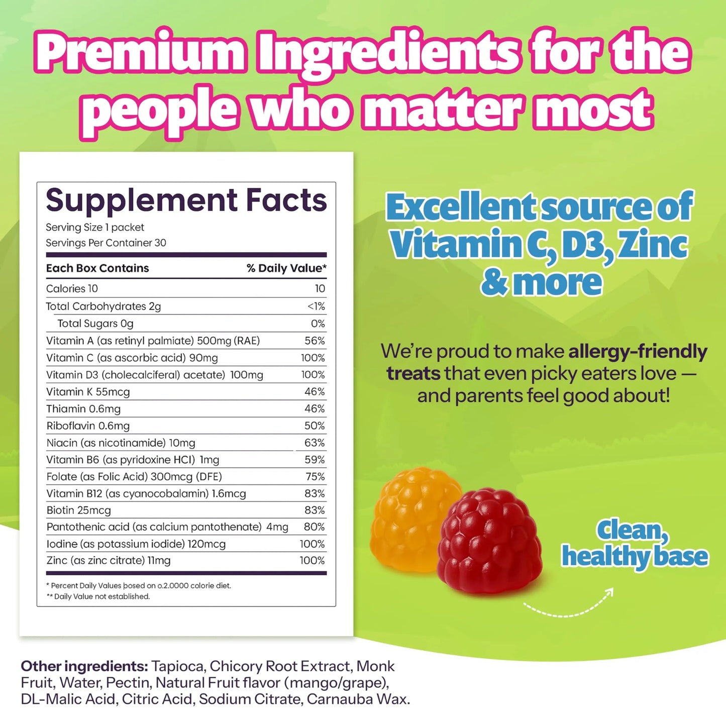 Kids Daily Multivitamin - Healthy Snacks For Kids – No Sugar, No Dyes, Monk Fruit Sweetened, Vegan, Gluten-Free- 100% Daily Value of Vitamins C, D3, Zinc Jelly.Boo