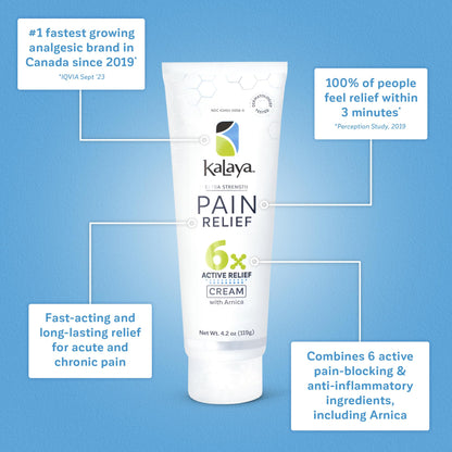 Kalaya Pain Relief Cream with Arnica for Muscles and Joints – 6 Natural Active Ingredients with Long Lasting and Fast Acting Relief in 3 Minutes - Dermatologist Tested to Soothe Tension - 4.2 oz Kalaya NaturalsBuy Supplements Australia