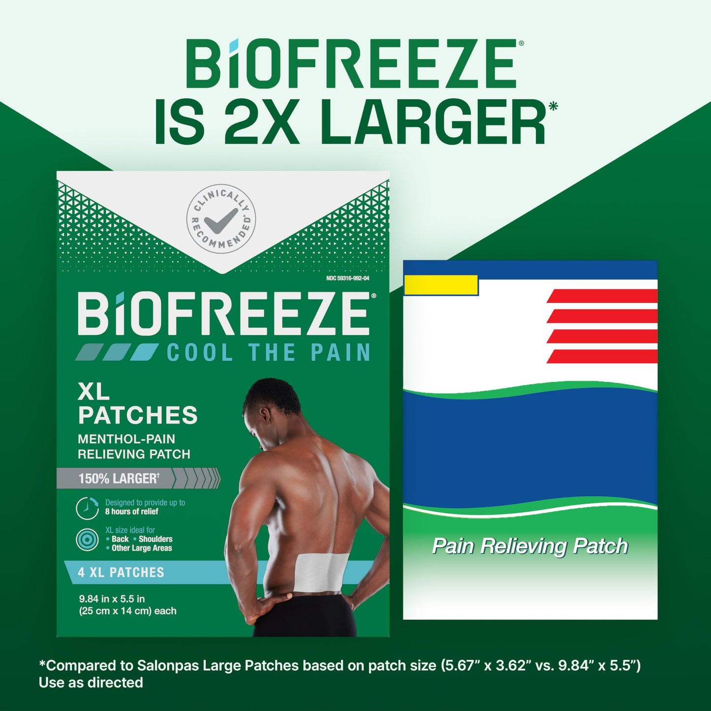 Biofreeze XL Pain Relief Patches, Menthol Pain Patches for Lower Back, Neck, Knee, & Shoulder, Comfortable & Flexible Fabric Stays in Place, 4 ct BiofreezeBuy Supplements Australia